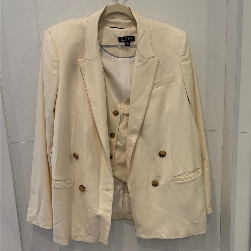 J. Crew Ivory Blazer and Vest with Brass Buttons